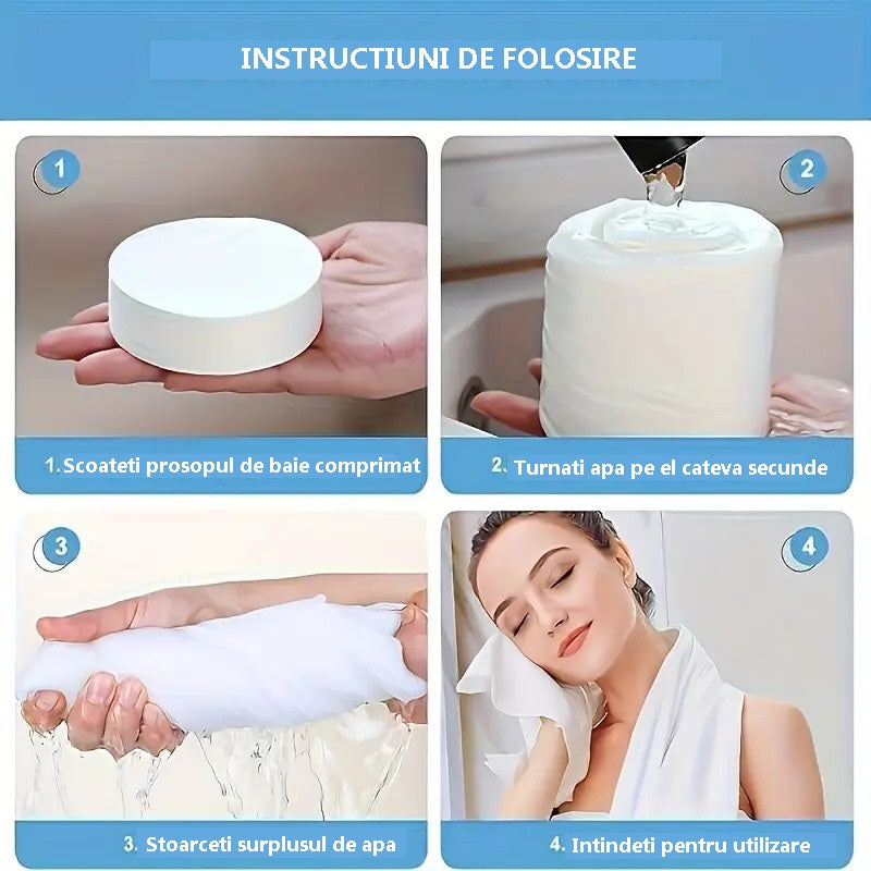 Prosop comprimat, biodegradabil, cu uscare rapida, 70x100 cm, set 3 buc